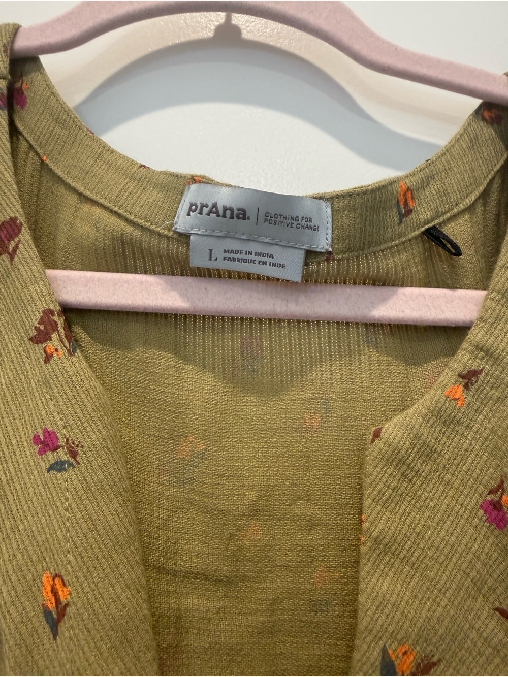 Prana Olive Green Maxi Dress with Orange & Pink Floral Print - Picture 3 of 5